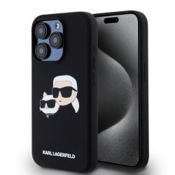   Karl Lagerfeld iPhone 15 Pro Liquid Silicone Double Heads KLHMP15LSKCHPPLK MagSafe kompatibilis hátlap, tok, fekete