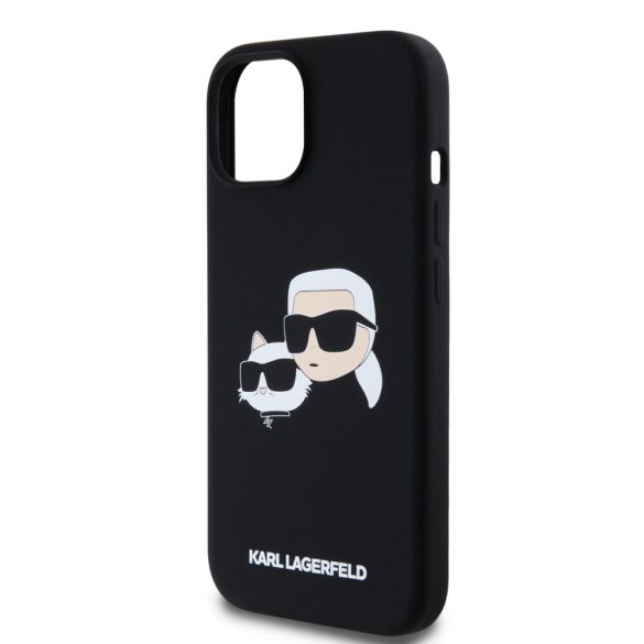 Karl Lagerfeld iPhone 15 Pro Liquid Silicone Double Heads KLHMP15LSKCHPPLK MagSafe kompatibilis hátlap, tok, fekete