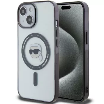   Karl Lagerfeld KLHMP15MHKHNOTK IML Karl's Head MagSafe iPhone 14 Plus/15 Plus 6.7" hátlap, tok, átlátszó