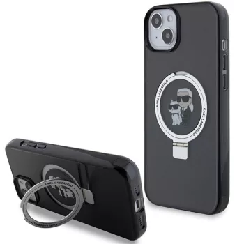   Karl Lagerfeld KLHMP15MHMRSKCK Ring Stand Karl&Choupette MagSafe iPhone 14 Plus/15 Plus 6.7 ", hátlap, tok, fekete
