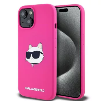   Karl Lagerfeld KLHMP15MSCHPPLF Silicone Choupette Head MagSafe iPhone 14 Plus/15 Plus 6.7" hátlap, tok, rózsaszín