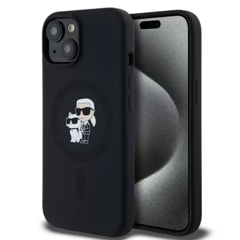   Karl Lagerfeld KLHMP15MSCMKCRHK iPhone 14 Plus/15 Plus 6.7", hátlap, tok, fekete szilikon Karl & Choupette MagSafe szilikon