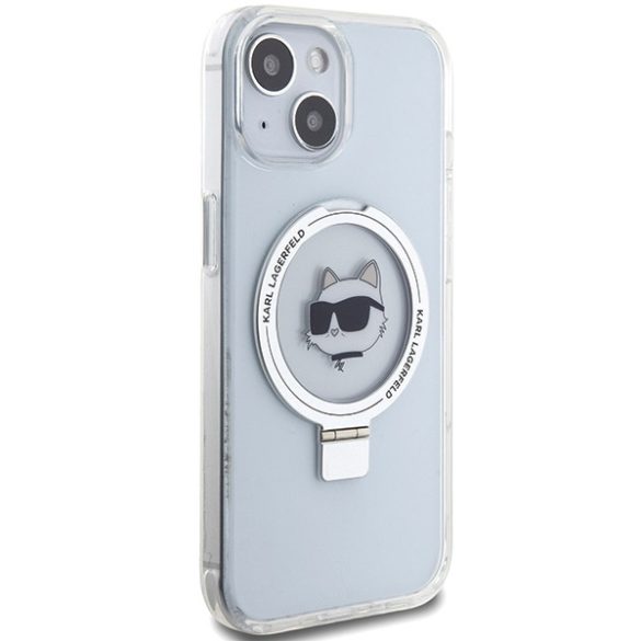 Karl Lagerfeld iPhone 13/14/15 Karl&Choupette Glitter MagSafe (KLHMP15SHMRSCHH) Magsafe kompatibilis hátlap, tok, fehér