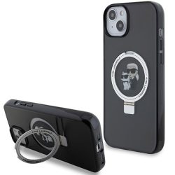   Karl Lagerfeld iPhone 13/14/15 Ring Stand Karl&Choupettte MagSafe (KLHMP15SHMRSKCK) Magsafe kompatibilis hátlap, tok, fekete