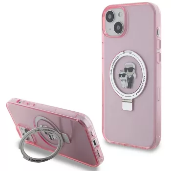   Karl Lagerfeld KLHMP15SHMRSKCP Ring Stand Karl&Choupette MagSafe iPhone 15 6.1" hátlap, tok, rózsaszín