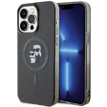   Karl Lagerfeld KLHMP15XHGKKCNOK Karl&Choupette Glitter MagSafe iPhone 15 Pro Max 6.7", hátlap, tok, fekete