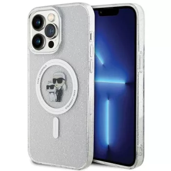   Karl Lagerfeld KLHMP15XHGKCNOT Karl&Choupette Glitter MagSafe iPhone 15 Pro Max 6.7" hátlap, tok, átlátszó