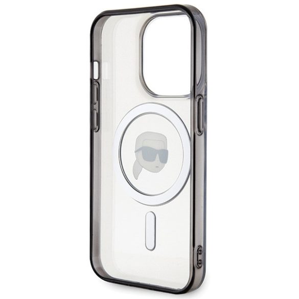 Karl Lagerfeld iPhone 15 Pro Max IML Karl's Head MagSafe (KLHMP15XHKHNOTK) magsafe kompatibilis hátlap, tok, átlátszó