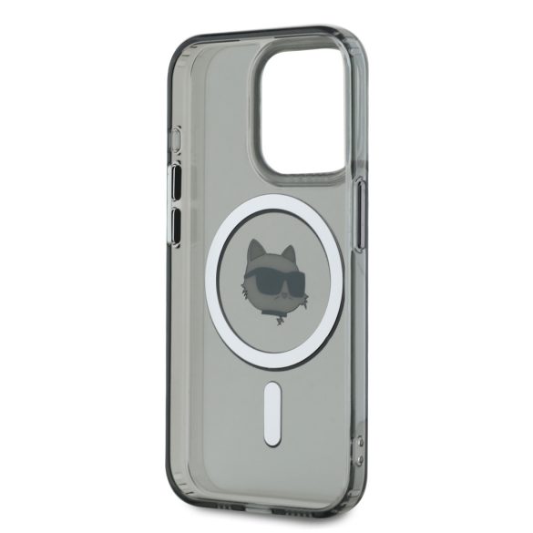 Karl Lagerfeld iPhone 15 Pro Max IML Choupette Head Metal Frame KLHMP15XHLSCHK MagSafe kompatibilis hátlap, tok, fekete