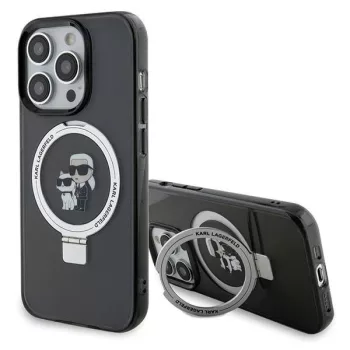   Karl Lagerfeld KLHMP15XHMRSKCK Ring Stand Karl & Choupette MagSafe iPhone 15 Pro Max 6.7", hátlap, tok, fekete