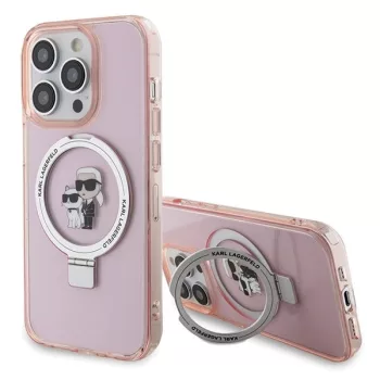   Karl Lagerfeld KLHMP15XHMRSKCP Ring Stand Karl&Choupette MagSafe iPhone 15 Pro Max tok, rózsaszín