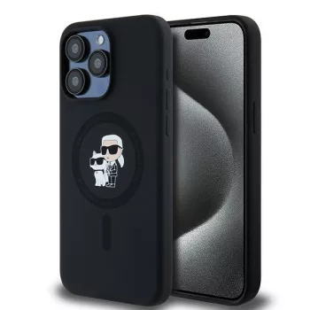   Karl Lagerfeld KLHMP15XSCMKCRHK Ring Stand Karl Head MagSafe iPhone 15 Pro Max 6.7", hátlap, tok, fekete