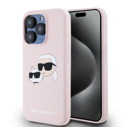   Karl Lagerfeld iPhone 15 Pro Max Liquid Silicone Double Heads KLHMP15XSKCHPPLP MagSafe kompatibilis hátlap, tok, rózsaszín