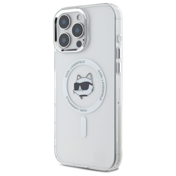 Karl Lagerfeld iPhone 16 Pro Magsafe IML Metal Choupette Head (KLHMP16LHLSCHH) Magsafe kompatibilis hátlap, tok, fehér