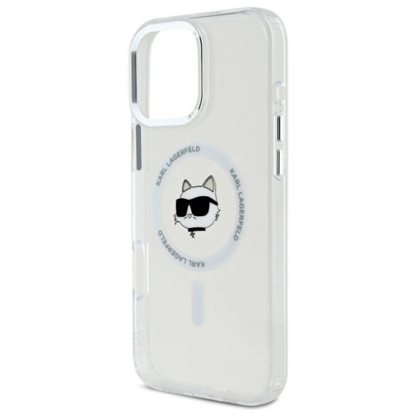 Karl Lagerfeld iPhone 16 Pro Magsafe IML Metal Choupette Head (KLHMP16LHLSCHH) Magsafe kompatibilis hátlap, tok, fehér