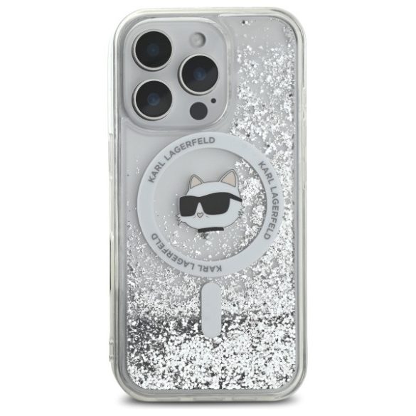 Karl Lagerfeld iPhone 16 Pro Magsafe Liquid Glitter Choupette Head (KLHMP16LLGCHSGH) Magsafe kompatibilis hátlap, tok, átlátszó