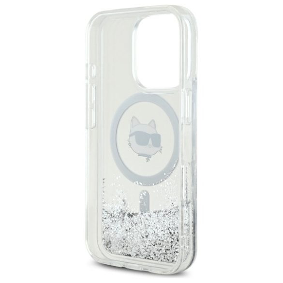 Karl Lagerfeld iPhone 16 Pro Magsafe Liquid Glitter Choupette Head (KLHMP16LLGCHSGH) Magsafe kompatibilis hátlap, tok, átlátszó