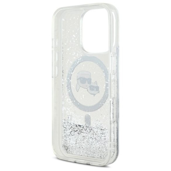 Karl Lagerfeld iPhone 16 Pro Magsafe Liquid Glitter Karl&Choupette Head (KLHMP16LLGKCSGH) Magsafe kompatibilis hátlap, tok, átlátszó