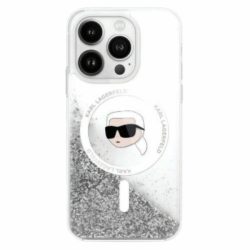   Karl Lagerfeld iPhone 16 Pro Magsafe Liquid Glitter Karl Head (KLHMP16LLGKISGH) Magsafe kompatibilis hátlap, tok, átlátszó