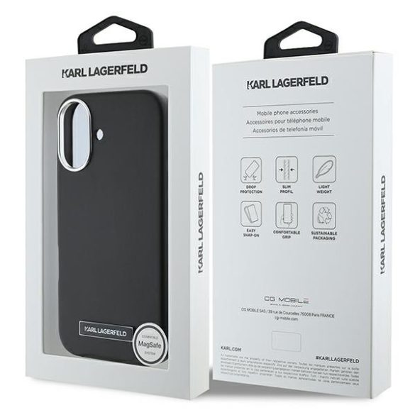 Karl Lagerfeld iPhone 16 Plus Magsafe FW Metal Plate (KLHMP16MPGMSRPK) Magsafe kompatibilis hátlap, tok, fekete