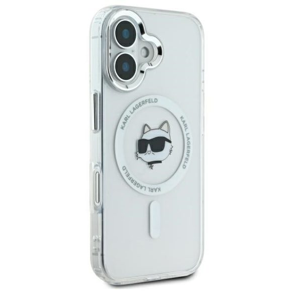 Karl Lagerfeld iPhone 16 Magsafe IML Metal Choupette Head (KLHMP16SHLSCHH) Magsafe kompatibilis hátlap, tok, fehér