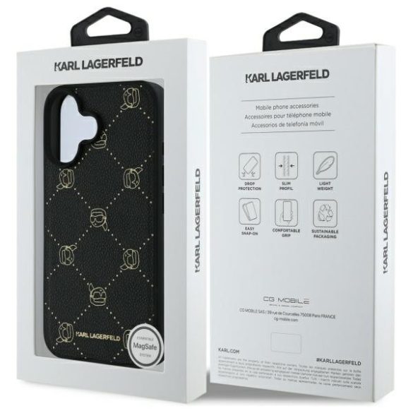 Karl Lagerfeld iPhone 16 Magsafe Karl Head (KLHMP16SPGKHPHK) Magsafe kompatibilis hátlap, tok, fekete