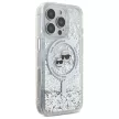 Karl Lagerfeld iPhone 16 Pro Max Magsafe Liquid Glitter Karl&Choupette Head (KLHMP16XLGKCSGH) MagSafe hátlap, tok, ezüst-átlátszó