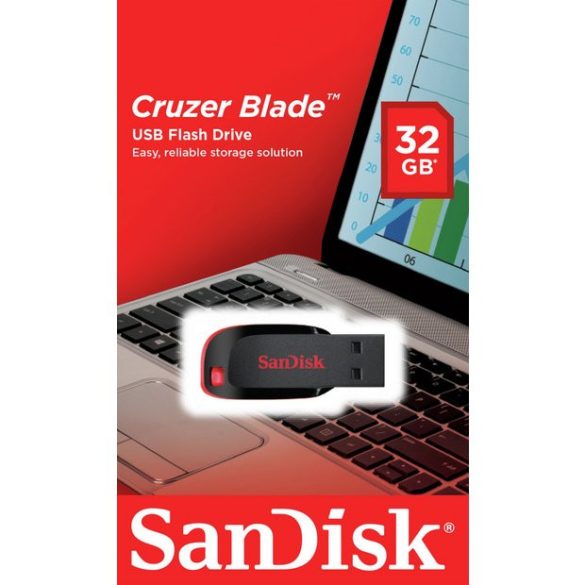 SanDisk Cruzer Blade 32GB USB 2.0 pendrive, 100MB/s, fekete