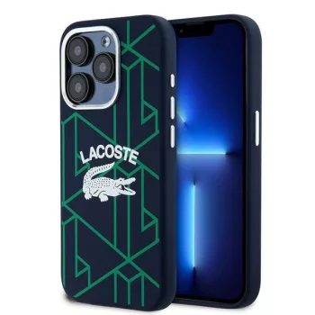   Lacoste LCHMP15XSBIV iPhone 15 Pro Max 6.7" hátlap, tok, Silicone Monogram Vintage Logo Magsafe, sötétkék