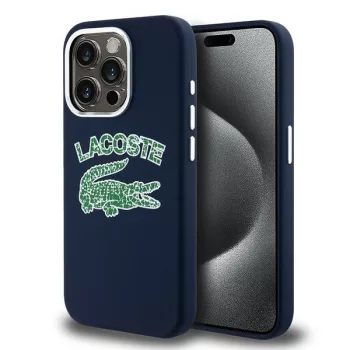   Lacoste LCHMP15XUCRV iPhone 15 Pro Max 6.7" hátlap, tok, Silicone Cracked Logo Magsafe, sötétkék