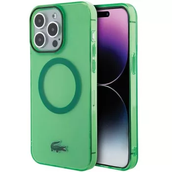   Lacoste LCHMP15XULON iPhone 15 Pro Max 6.7" hátlap, tok, Transparent Magsafe, zöld