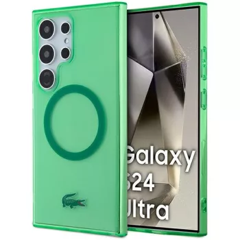   Lacoste LCHMS24LULON Samsung Galaxy S24 Ultra hátlap, tok, Transparent Magsafe, zöld
