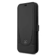 Mercedes-Benz iPhone 12 Pro Max Leather Urban (MEFLBKP12LARMBK) eredeti bőr oldalra nyíló tok, fekete