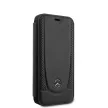 Mercedes-Benz iPhone 12 Mini 5,4" Leather Urban (MEFLBKP12SARMBK) eredeti bőr oldalra nyíló tok, fekete