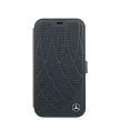 Mercedes-Benz iPhone 12 Mini 5,4" Genuine Leather (MEFLBKP12SDIQNA) eredeti bőr, oldalra nyíló tok, sötétkék