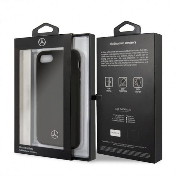 Mercedes-Benz iPhone 7/8/SE (2020) Liquid Silicon (MEHCI8SILBK) hátlap, tok, microfiber borítással, fekete