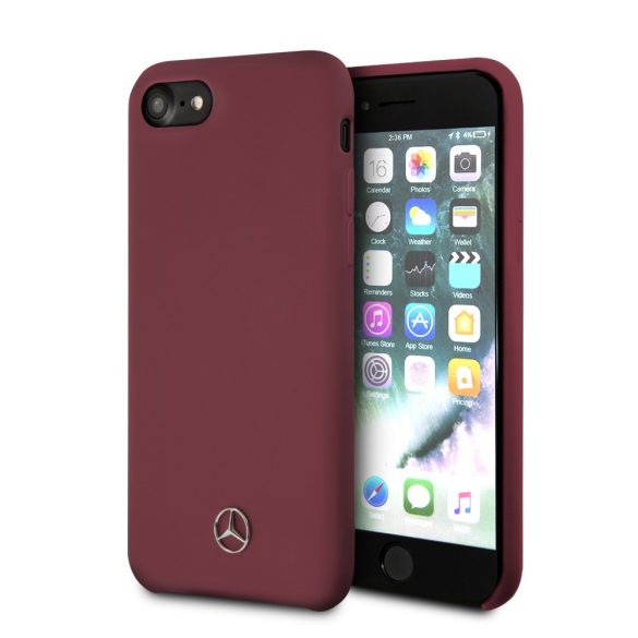 Mercedes-Benz iPhone 6/7/8 Liquid Silicone Microfiber (MEHCI8SILRE) hátlap, tok, piros