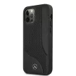 Mercedes-Benz iPhone 12 Pro Max Leather Perforated Area eredeti bőr (MEHCP12LCDOBK) hátlap, tok, fekete
