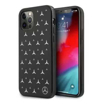   Mercedes MEHCP12LPSQBK iPhone 12 Pro Max 6,7" hátlap, tok Leather Stars Pattern, fekete
