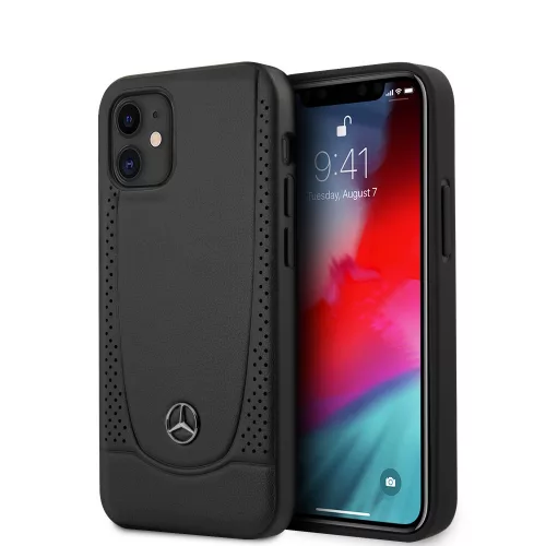 Mercedes-Benz iPhone 12 Mini Leather Urban eredeti bőr (MEHCP12SARMBK) hátlap, tok, fekete