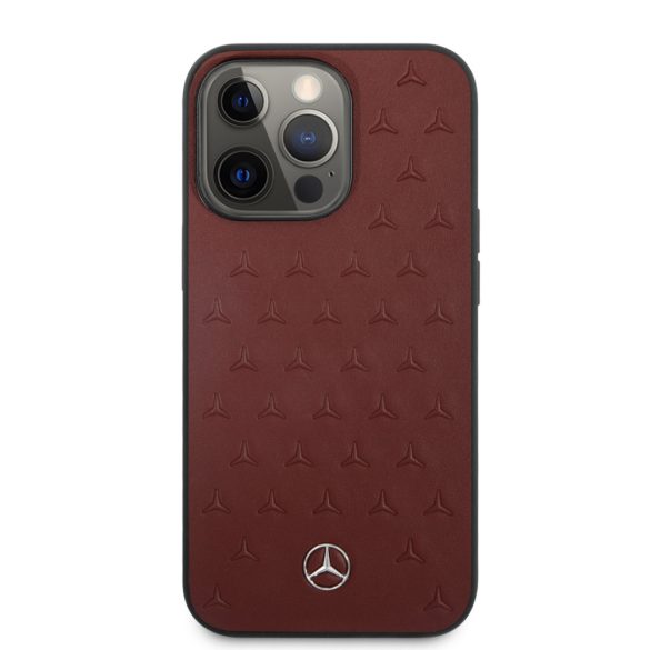 Mercedes iPhone 13 Pro Leather Stars Pattern (MEHCP13LPSQRE) hátlap, tok, piros