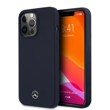   Mercedes-Benz iPhone 13 Pro Max Silicone Microfiber (MEHCP13XSILNA) hátlap, tok, sötétkét
