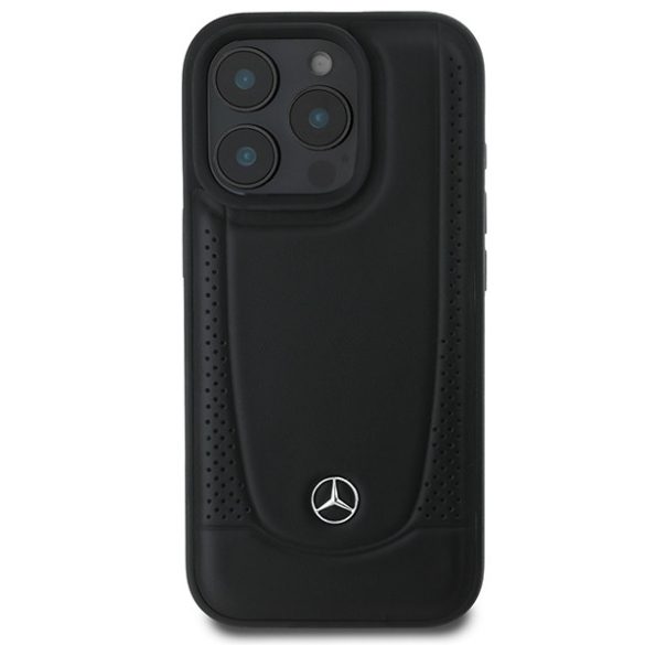 Mercedes-Benz iPhone 16 Pro Leather Urban (MEHCP16LARMBK) eredeti bőr, hátlap, tok, fekete