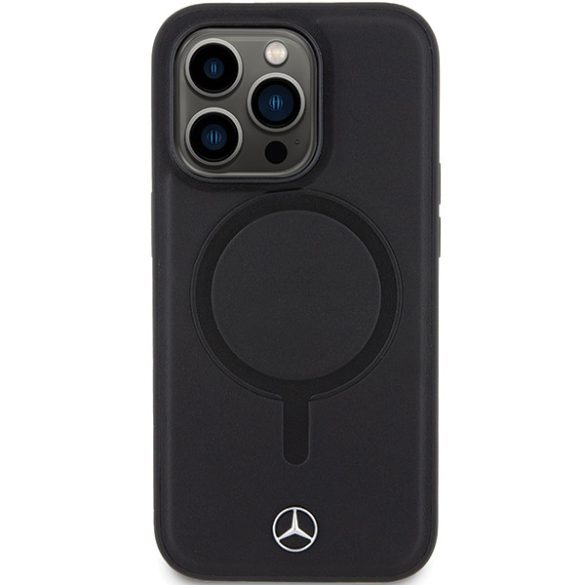Mercedes iPhone 14 Pro Max Smooth Leather MagSafe (MEHMP14X23RCMK) eredeti bőr, magsafe kompatibilis hátlap, tok, fekete