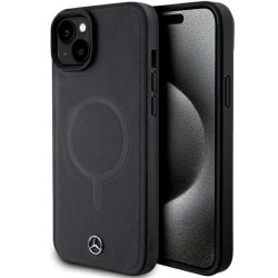   Mercedes iPhone 15 Smooth Leather MagSafe (MEHMP15S23RCMK) magsafe kompatibilis hátlap, tok, fekete