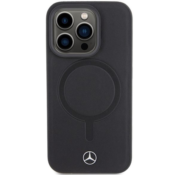 Mercedes iPhone 15 Pro Max Smooth Leather MagSafe (MEHMP15X23RCMK) magsafe kompatibilis hátlap, tok, fekete