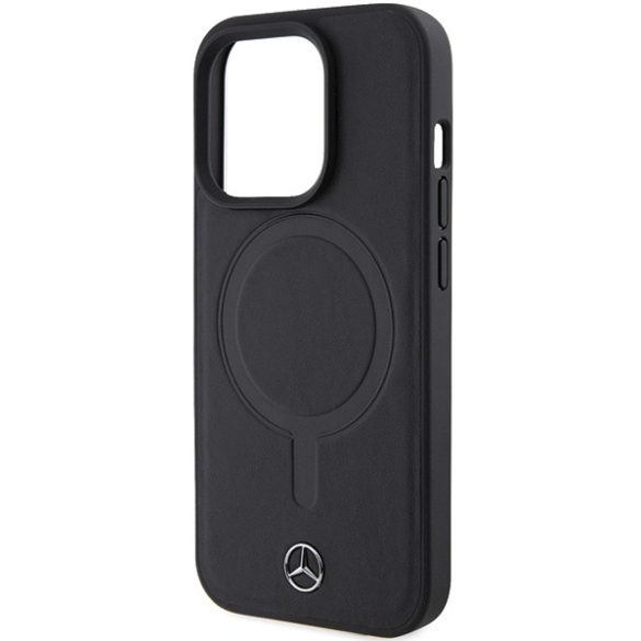 Mercedes iPhone 15 Pro Max Smooth Leather MagSafe (MEHMP15X23RCMK) magsafe kompatibilis hátlap, tok, fekete