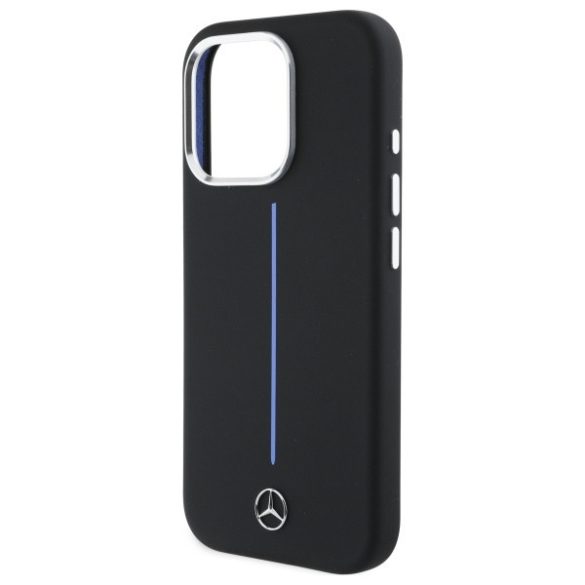 Mercedes-Benz iPhone 16 Pro Magsafe Silicone Blue Stripe (MEHMP16L23SUMBK) Magsafe kompatibilis hátlap, tok, fekete