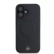 Mercedes-Benz iPhone 16 Magsafe Plain Smooth Leather (MEHMP16S23RCMK) eredeti bőr, MagSafe hátlap, tok, fekete