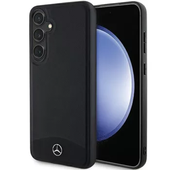   Mercedes MEHMS24M23RBARK Leather Textured & Plain MagSafe Samsung Galaxy S24 Plus hátlap, tok, fekete